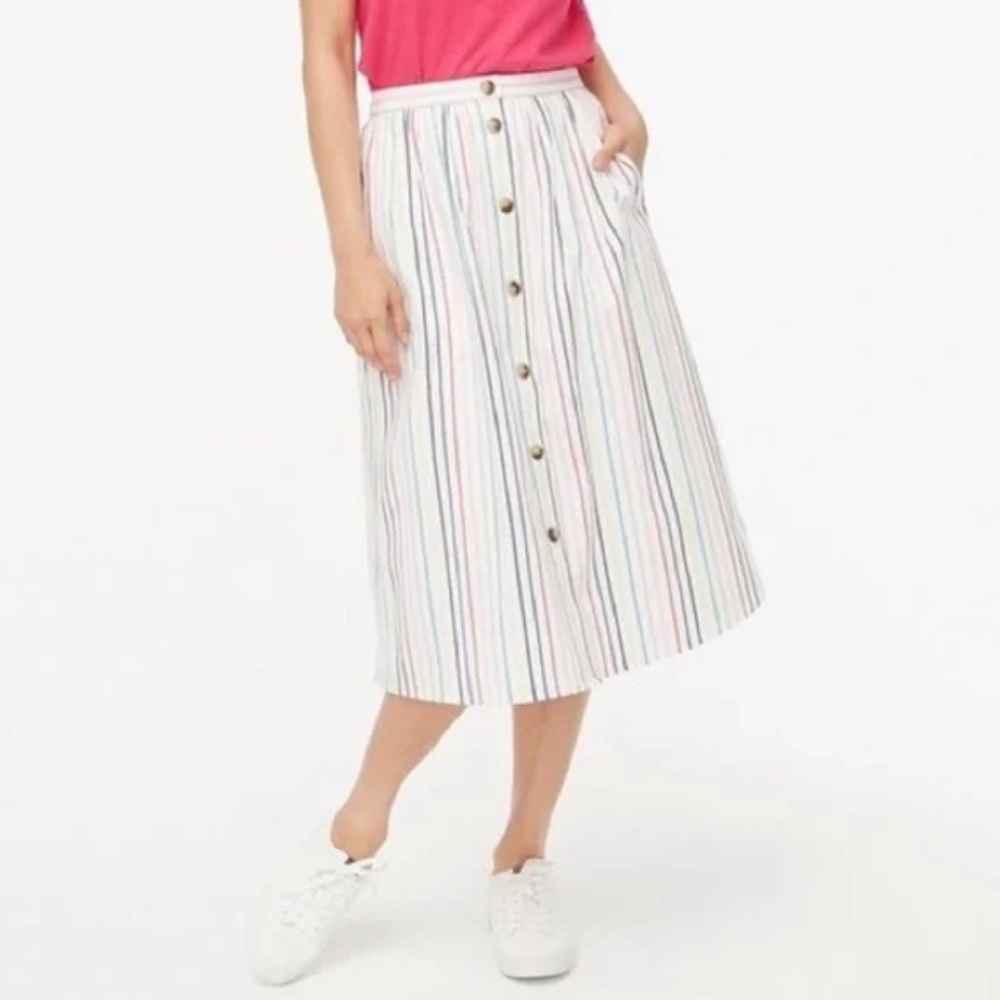 J Crew white rainbow striped skirt